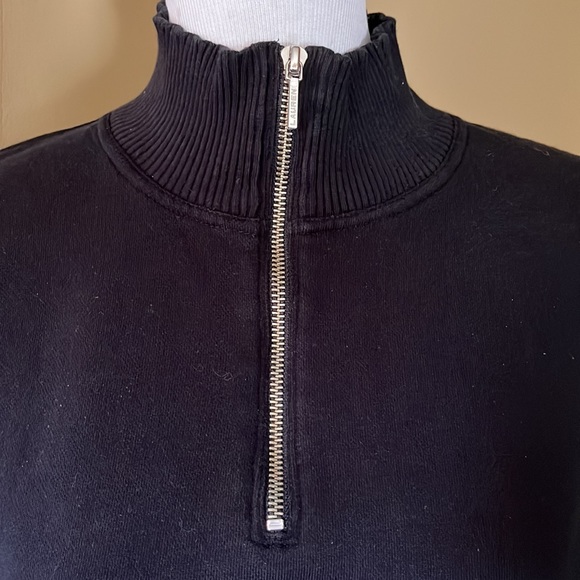 RALPH LAUREN Size 1X Mockneck 1/4 Zip Black & Silver HW Pocket Leather Trim PREP - Picture 4 of 16